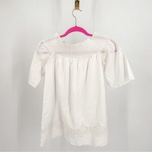 Elegant White Blouse with Smocked Details